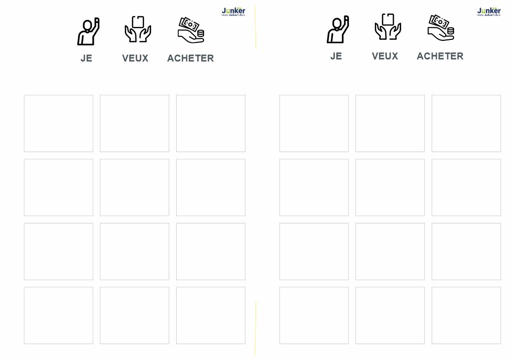 Fiche vierge avec pictogrammes PECS « Je veux acheter »